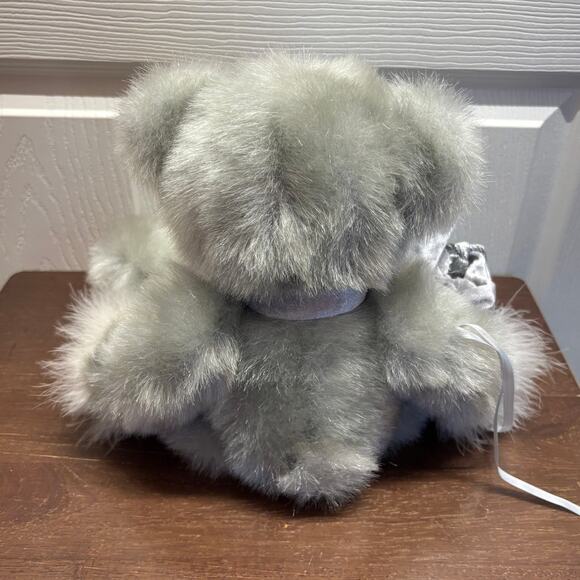 2000 G.A.C. Silver Teddy Bear Plush Stuffed Animal 14" Fuzzy Scarf Vintage - Picture 3 of 6